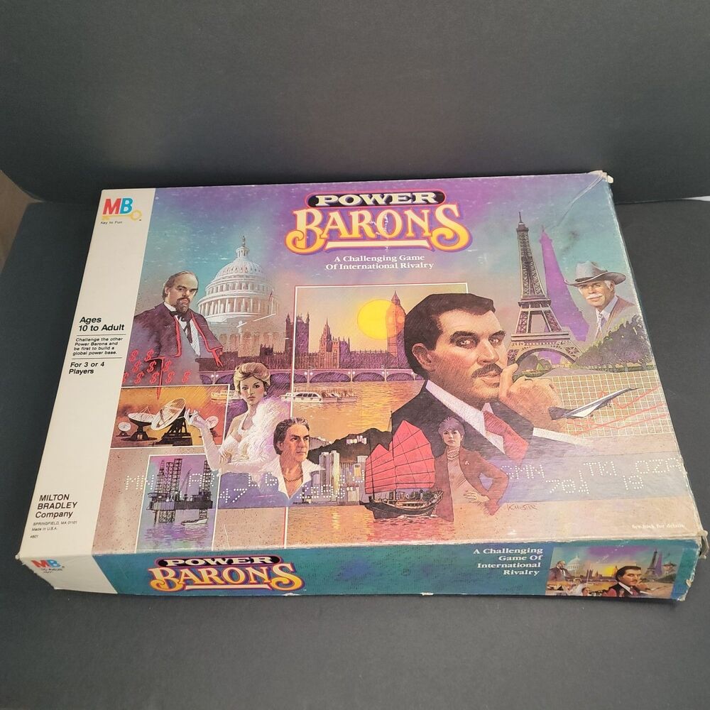 Power Barons Board Game 1986 Milton Bradley Vintage Strategy Missing 1 Red Plane